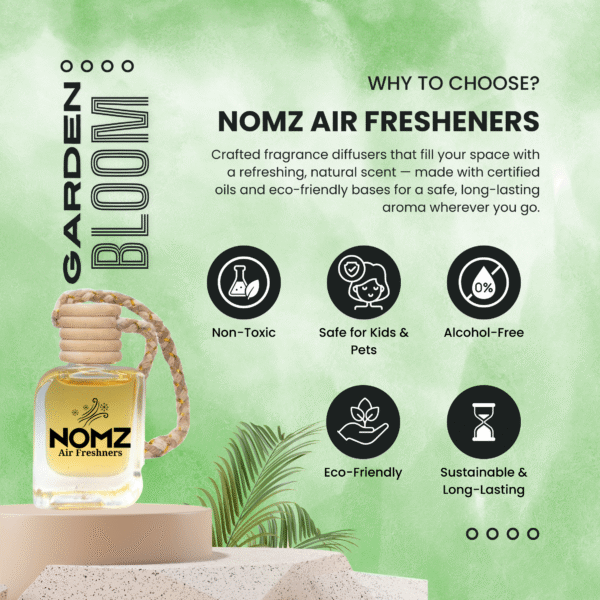 NOMZ Car Hanging Diffuser - Garden Bloom - Features