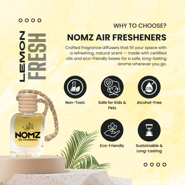 NOMZ Car Hanging Diffuser - Lemon Fresh - Features