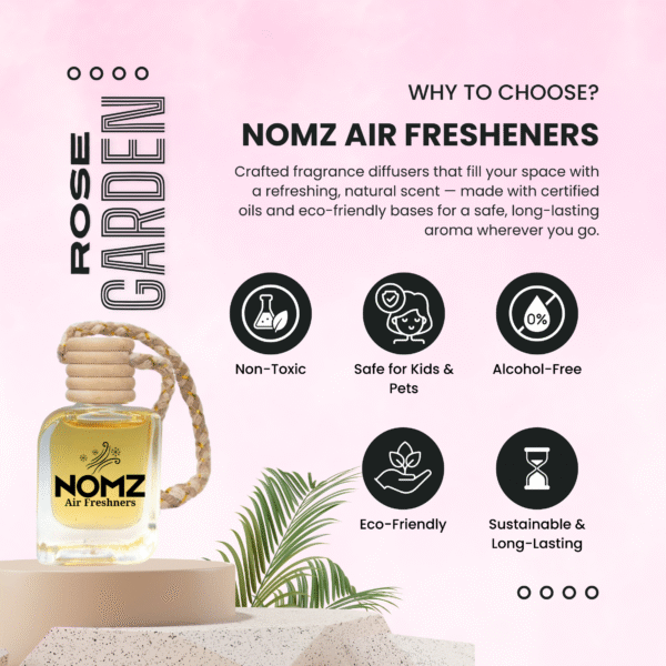 NOMZ Car Hanging Diffuser - Rose Garden - Features