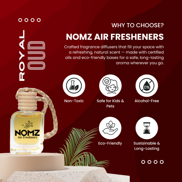 NOMZ Car Hanging Diffuser - Royal Oud - Features