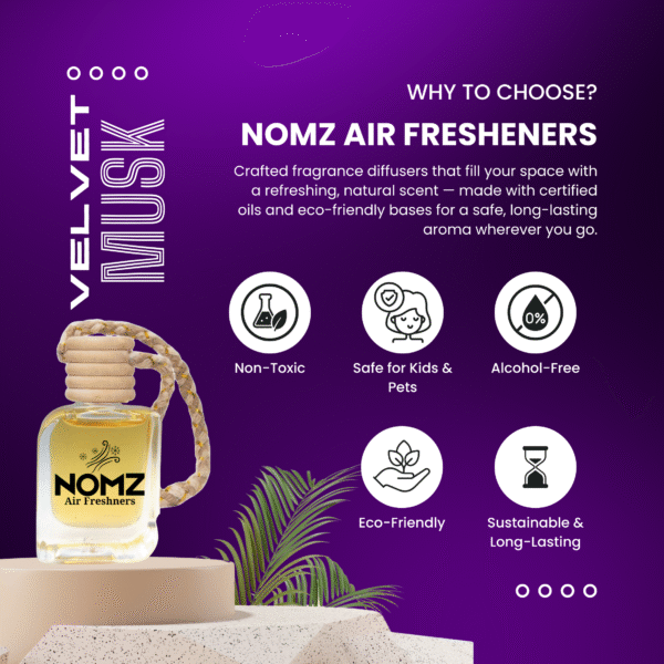 NOMZ Car Hanging Diffuser - Velvet Musk - Features