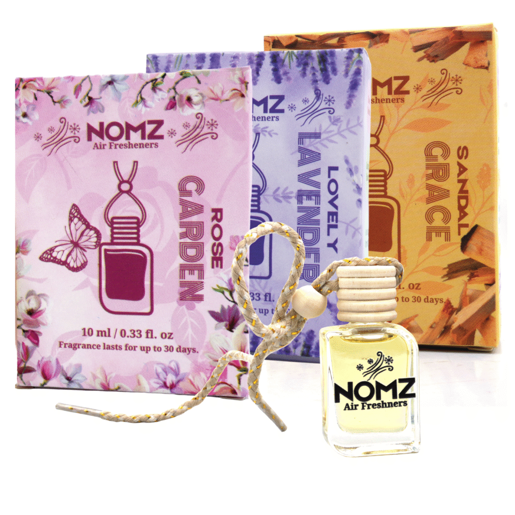 Pack of 3 NOMZ car air freshner - Lavender - Rose - Sandalwood