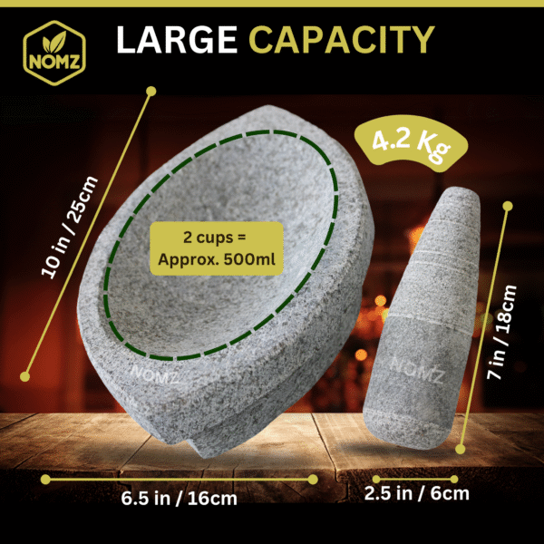 kalvam-mortar-pestle-big-size-boat-shape-product-additional-information NOMZ kalvam stone-mortar pestle size overview