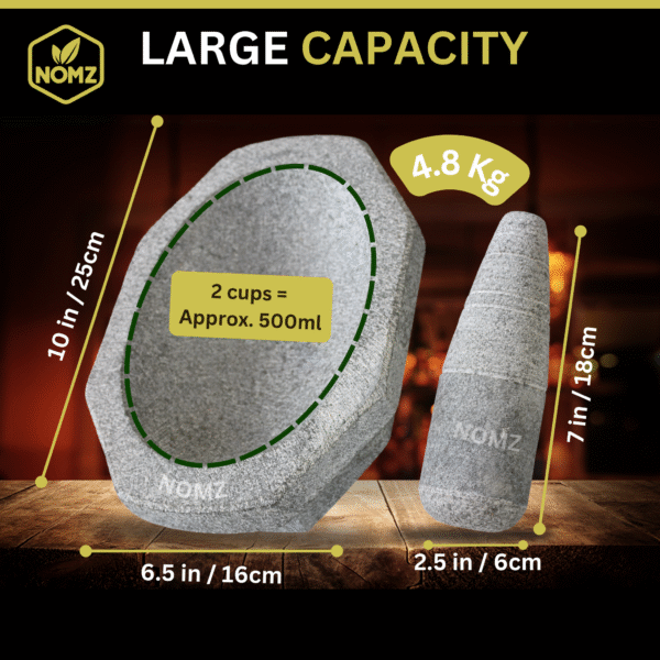 kalvam-mortar-pestle-big-size-product-additional-information NOMZ kalvam stone-mortar pestle size overview