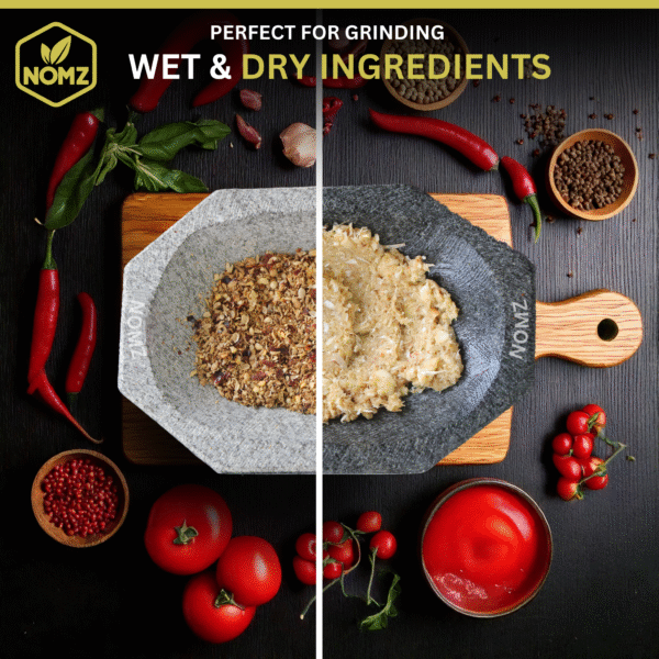 NOMZ kalvam block shape stone-mortar pestle usage overview