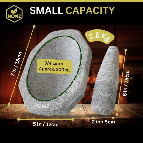 NOMZ kalvam block shape stone-mortar pestle small size overview