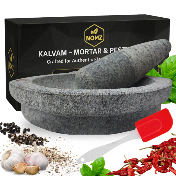 NOMZ kalvam stone-mortar pestle (boat-shape, big size) product image