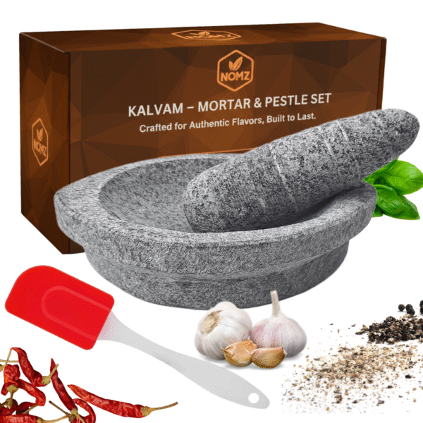 NOMZ kalvam stone-mortar pestle (boat-shape, small size) product image